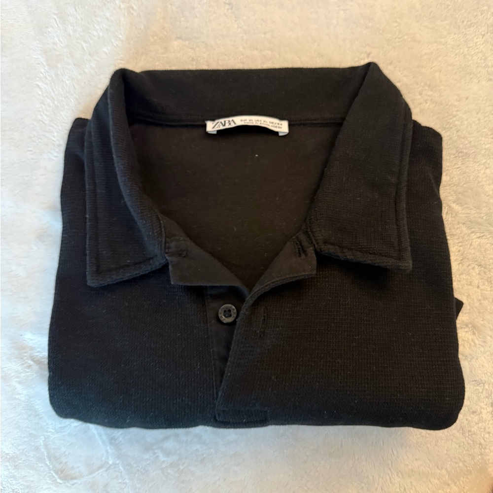 Zara Elegant Black Polo Top XL